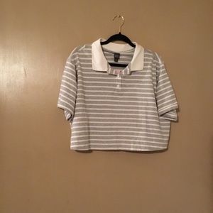 NWT polo neck stripped crop top